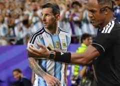 Polémica arbitral por gesto de Rice frente a Messi